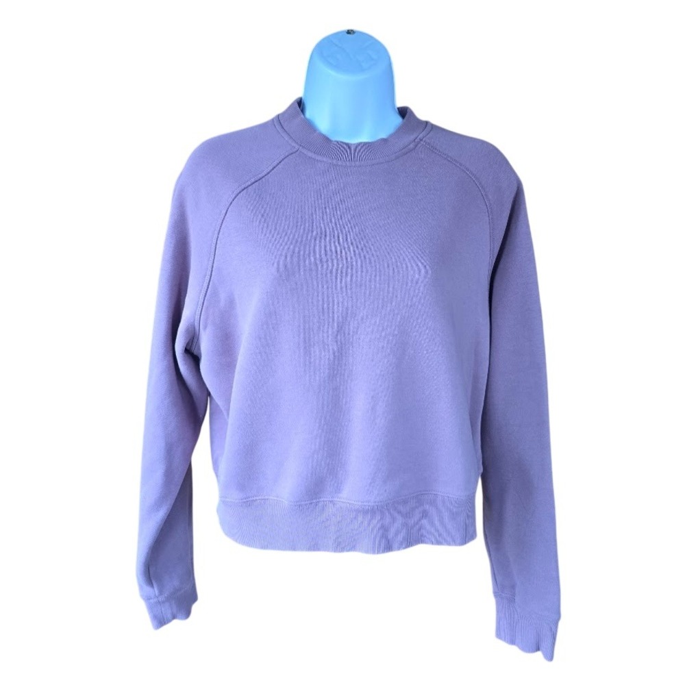 Fabletics Cropped Sweatshirt Women M Purple Lavender Raglan Athleisure Cozy Yoga